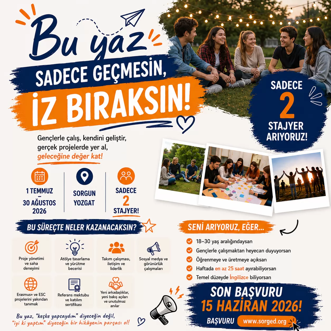 Gönüllü Gençlik Çalışmaları Stajyeri Arıyoruz